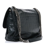 Crocodile Embossed Calfskin Monogram Medium Niki Chain Satchel Algea