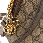 GG Supreme Monogram Textured Dollar Calfskin Web Small Ophidia Dome Shoulder Bag Beige Ebony New Acero