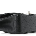 Caviar Quilted Medium Double Flap Black