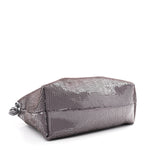 Sequin Medium Donut Chain Flamenco Knot Clutch Grey