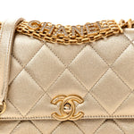 Metallic Lambskin Quilted Mini CC Crystal Logo Chain Flap Gold