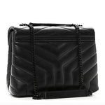Calfskin Y Quilted Monogram Monochrome Small Loulou Chain Satchel Black