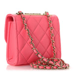 Lambskin Quilted Mini Trendy CC Chain Wallet Pink
