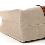 Cotton Calfskin Large Woody Ribbon Tote White Brown