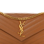 Grain De Poudre Matelasse Chevron Monogram Chain Wallet Natural Dark