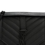 Grain De Poudre Textured Mixed Matelasse Triquilt Medium Monogram Monochrome Satchel Black