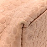 Extra Supple Calfskin Crocodile Embossed Small Downtown Shoulder Bag Nude Beige