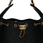 Washed Denim Quilted Small Chanel 25 Handbag Black