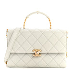 Caviar Quilted Medium Carry Me Top Handle Flap Light Blue