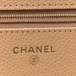 Caviar Quilted Wallet on Chain WOC Beige