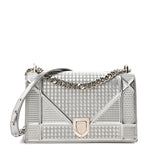 Metallic Patent Micro-Cannage Medium Diorama Flap Bag Silver
