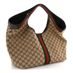 GG Monogram Web Large Giglio Tote Beige Brown