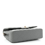Caviar Quilted Medium Double Flap Grey