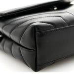 Calfskin Y Quilted Monogram Toy Loulou Crossbody Bag Black
