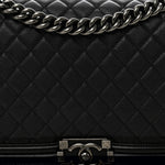Grained Calfskin Quilted New Medium Boy Flap Black