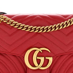 Calfskin Matelasse Small GG Marmont Shoulder Bag Hibiscus Red