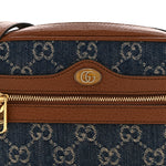 New Denim GG Monogram Dollar Calfskin Mini Ophidia Shoulder Bag Blue Tea Cuir Epilog