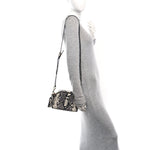 Calfskin Snakeskin Embossed Shutter Camera Crossbody Bag Black White