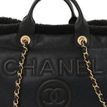 Lambskin Shearling Medium Deauville Tote Dark Brown
