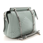 Shiny Nappa Trapuntata Small DotCom Click Top Handle Chain Satchel Light Blue