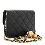 Lambskin Quilted Pearl Crush Flap With Chain Black