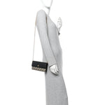 Dollar Calfskin GG Supreme Monogram Petite GG Marmont Wallet Chain Bag Black Beige Ebony