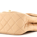 Lambskin Quilted Mini Pearl Crush Flap Beige