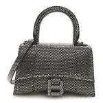 Strass Suede Hourglass Top Handle Bag XS Smoke Grey Crystal