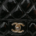 Patent Goatskin Quilted Small CC Eyelet Flap Black