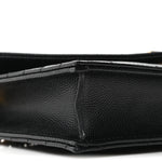 Grain De Poudre Matelasse Chevron Monogram Envelope Chain Wallet Black