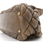 Calfskin Bubble Quilt Bowler Brown