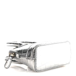 Metallic Calfskin Logo Crocodile Embossed Mini Ville Top Handle Bag Silver Black