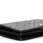 Lambskin Camellia Studded Wallet on Chain WOC Black