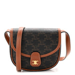 Canvas Calfskin Triomphe Mini Besace Tan