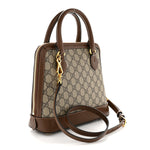 GG Supreme Monogram Azalea Calfskin Small Horsebit 1955 Top Handle Bag Beige Ebony Brown Sugar