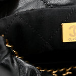 Shiny Calfskin Quilted Pearl CC Chain Mini Chanel 22 Black