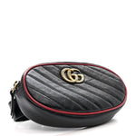 Azalea Calfskin Matelasse Diagonal Torchon GG Marmont Belt Bag 85 34 Black Romantic Cerise