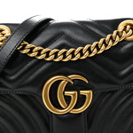 Calfskin Matelasse Small GG Marmont Shoulder Bag Black