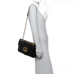 Calfskin Matelasse Medium GG Marmont Shoulder Bag Black