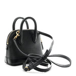 Grained Calfskin Logo Mini Ville Top Handle Bag Black White