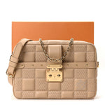 Lambskin Damier Quilt Troca MM Cashmere Beige