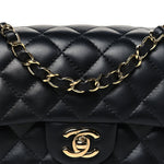 Lambskin Quilted Mini Rectangular Flap Black