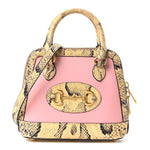 Snakeskin Boarded Plutone Calfskin Mini Horsebit 1955 Top Handle Bag Wild Rose Beige