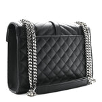 Grain De Poudre Textured Mixed Matelasse Triquilt Medium Monogram Satchel Black