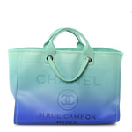 Shaded Calfskin Medium Deauville Tote Light Green Turquoise Purple