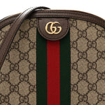 GG Supreme Monogram Textured Dollar Calfskin Web Small Ophidia Dome Shoulder Bag Beige Ebony New Acero
