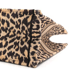 Canvas Mizza Embroidered Large Leopard Book Tote Beige