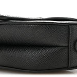 Grained Calfskin Mini Saddle Bag With Strap Black