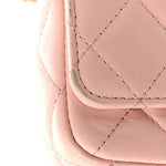 Crumpled Calfskin Quilted Braided CC Mini Flap Light Pink