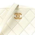 Shiny Caviar Quilted Chain Melody Camera Bag White
